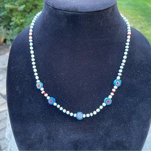 Seed bead and chevron necklace